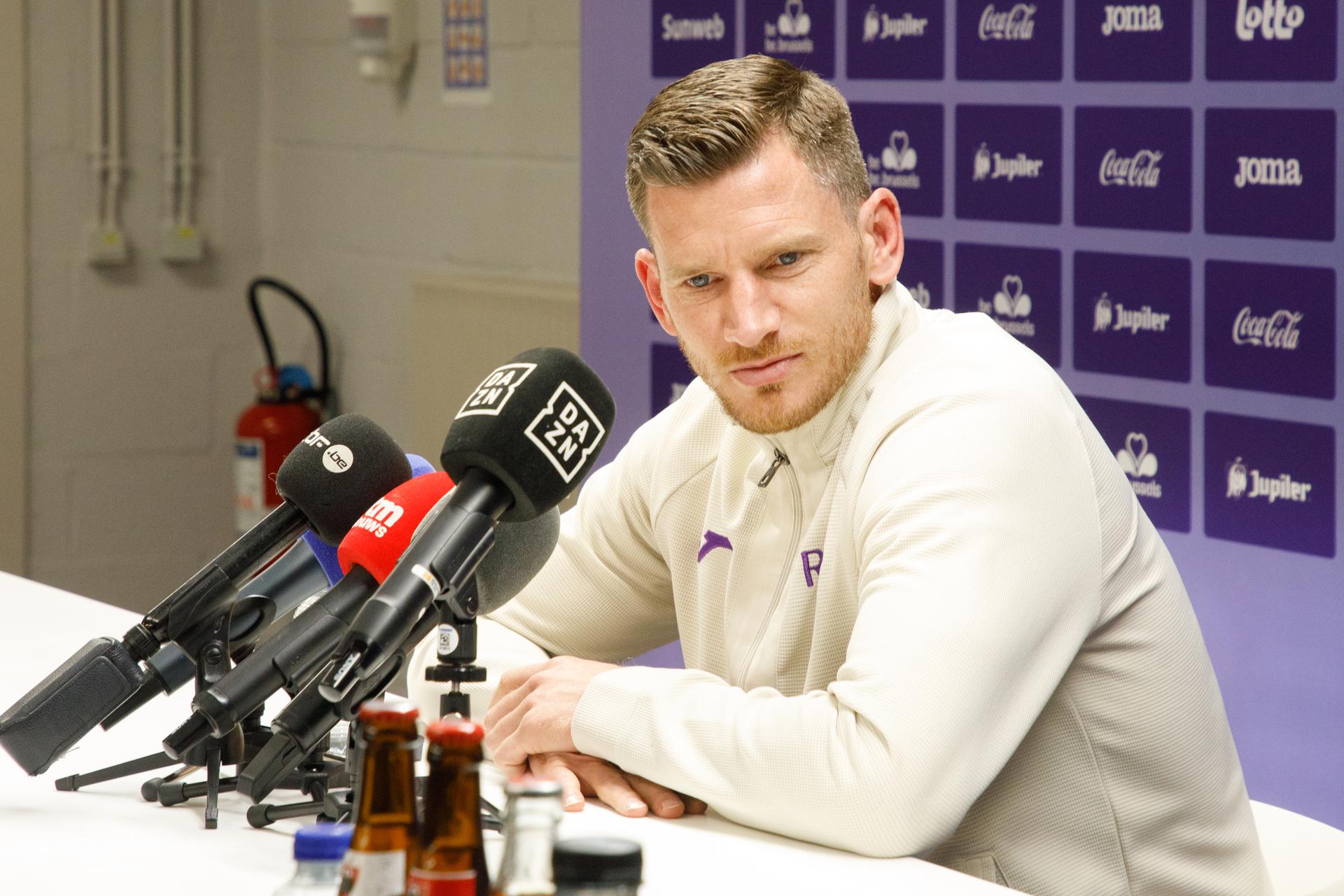 Anderlecht's Jan Vertonghen pictured during a press conference of RSC Anderlecht and Vertonghen to announce the end of his career, in Brussels, on Tuesday 25 March 2025. BELGA PHOTO HATIM KAGHAT