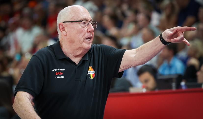 Belgium's head coach Mike Thibault gestures during the third game and the last in the group stage (group C) between Belgian national women team 'the Belgian Cats' and Czech Republic national team, in Brno, Czech Republlic, on Sunday 22 June 2025, at the FIBA Women's EuroBasket 2025. BELGA PHOTO VIRGINIE LEFOUR