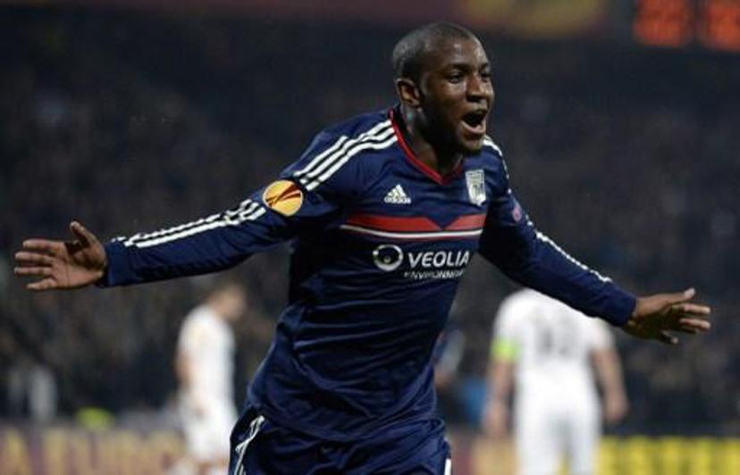 Lyon's French midfielder Gueida Fofana reacts after scoring a goal during the Europa League football match between Olympique Lyonnais and FC Viktoria Plzen, at the Gerland stadium in Lyon, southeastern France, on March 13, 2014. AFP PHOTO / PHILIPPE DESMAZES