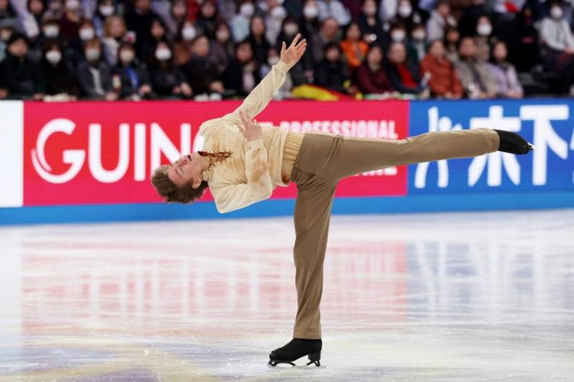 Belgium's Denis Krouglov competes in the Junior Men Free Skating at the ISU Grand Prix of Figure Skating Final in Nagoya on December 5, 2025.  PAUL MILLER / AFP