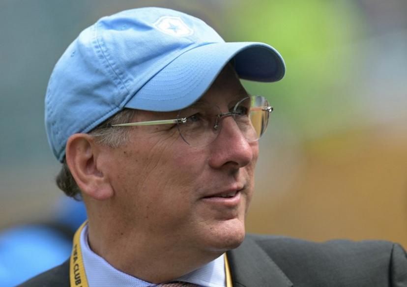 US businessman and owner of Botafogo John Textor looks on ahead the FIFA Club World Cup 2025 round of 16 all-Brazilian football match between Palmeiras and Botafogo at Lincoln Financial Field Stadium in Philadelphia on June 28, 2025.  JUAN MABROMATA / AFP