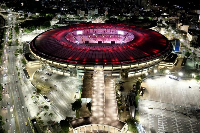 In this aerial view Flamengo fans watch the all-Brazilian Copa Libertadores final between Palmeiras and Flamengo at the Maracana stadium in Rio de Janeiro, Brazil, on November 29, 2025.  Pablo PORCIUNCULA / AFP