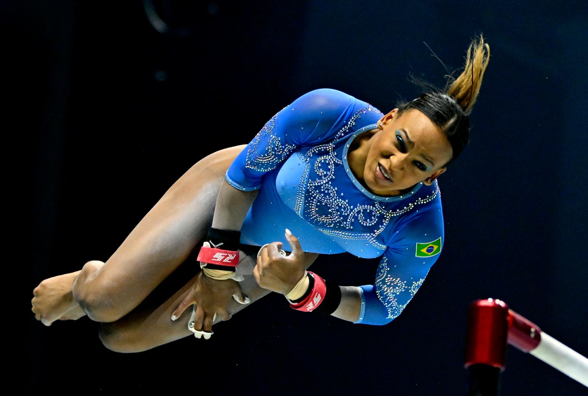 Brazilian Rebecca Andrade pictured in action during the Women's Uneven Bars Final at the World Artistic Gymnastics Championships in Liverpool, United Kingdom on Saturday 05 November 2022. The Worlds take place from October 29 until November 6, 2022 in Liverpool, United Kingdom. BELGA PHOTO ERIC LALMAND