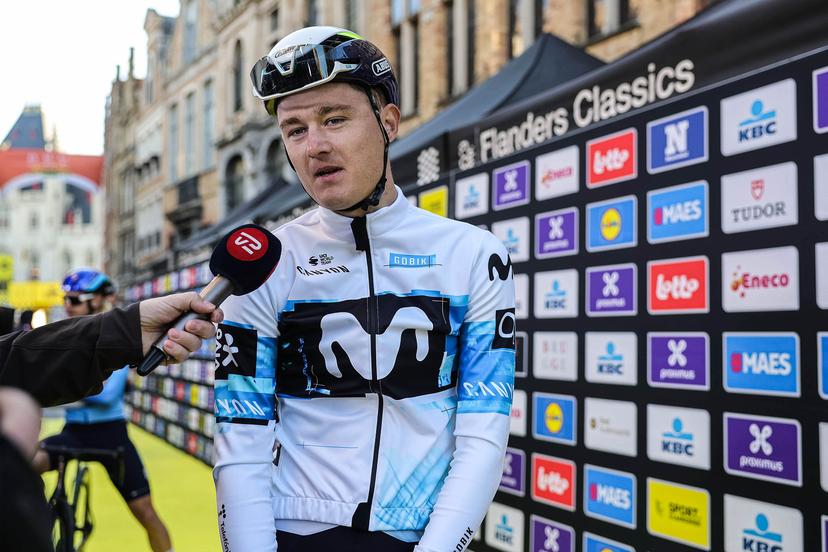 Danish Mathias Norsgaard of Movistar Team pictured at the start of the men's race of the 'Ronde van Vlaanderen/ Tour des Flandres/ Tour of Flanders' one day cycling race, 268,9km from Brugge to Oudenaarde, Sunday 06 April 2025. BELGA PHOTO POOL KEI TSUJI  SPRINTCYCLING AGENCY