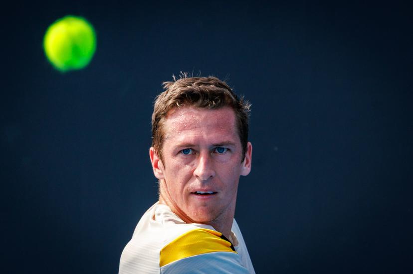 Belgium's Kimmer Coppejans pictured in action during a third round qualifying match in the men's singles against USA's Svajda at the Australian Open, Melbourne Park, Melbourne on Thursday 15 January 2026.  BELGA PHOTO PATRICK HAMILTON  --- BENELUX ONLY   ---