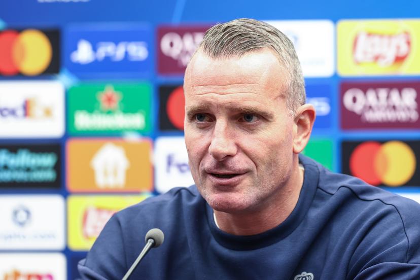 Club's head coach Nicky Hayen pictured during a press conference of Belgian soccer team Club Brugge, in Brugge, on Wednesday 17 September 2025. The team is preparing for a game against French team AS Monaco on Thursday, on the opening day of the League phase of the UEFA Champions League tournament. BELGA PHOTO BRUNO FAHY