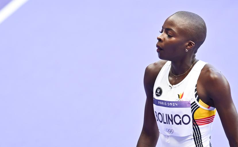 Belgian athlete Cynthia Bolingo Mbongo looks dejected after the Women's 400m round 1 of the athletics competition at the Paris 2024 Olympic Games, on Monday 05 August 2024 in Paris, France. The Games of the XXXIII Olympiad are taking place in Paris from 26 July to 11 August. The Belgian delegation counts 165 athletes competing in 21 sports. BELGA PHOTO DIRK WAEM
