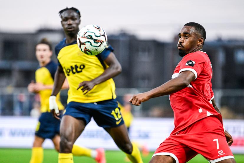 Antwerp's Gyrano Kerk pictured in action during a soccer match between Royal Antwerp FC and Royale Union Saint-Gilloise, Friday 25 July 2025 in Brussels, on day 1 of the 2025-2026 'Jupiler Pro League' first division of the Belgian championship. BELGA PHOTO TOM GOYVAERTS
