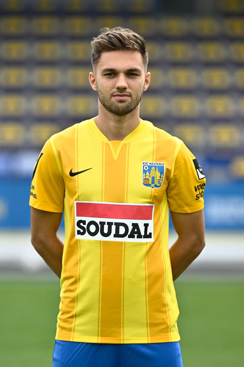 Westerlo's Jan Bernat poses for a portrait picture at the 2025-2026 photoshoot of Belgian Jupiler Pro League soccer team KVC Westerlo, Tuesday 22 July 2025 in Westerlo. BELGA PHOTO JOHAN EYCKENS