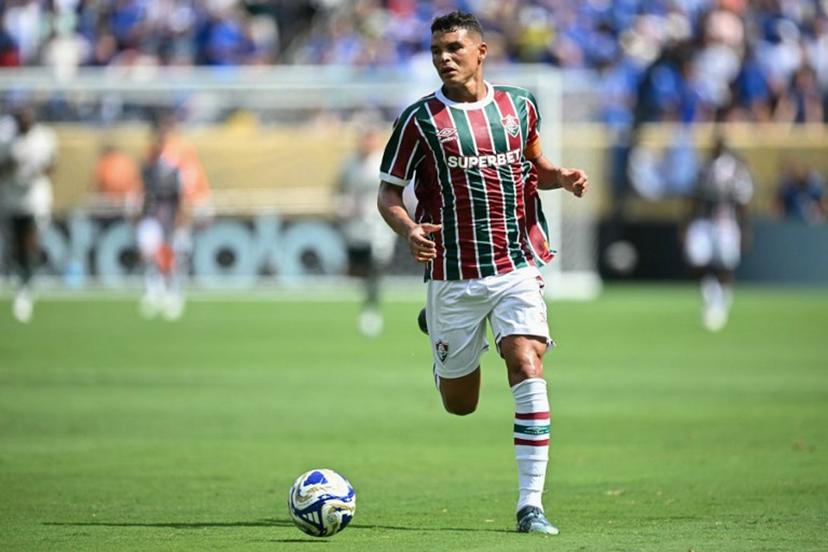 Fluminense's Brazilian defender #03 Thiago Silva runs with the ball during the FIFA Club World Cup 2025 semifinal football match between Brazil's Fluminense and England's Chelsea at the MetLife stadium in East Rutherford, New Jersey on July 8, 2025.  Paul ELLIS / AFP
