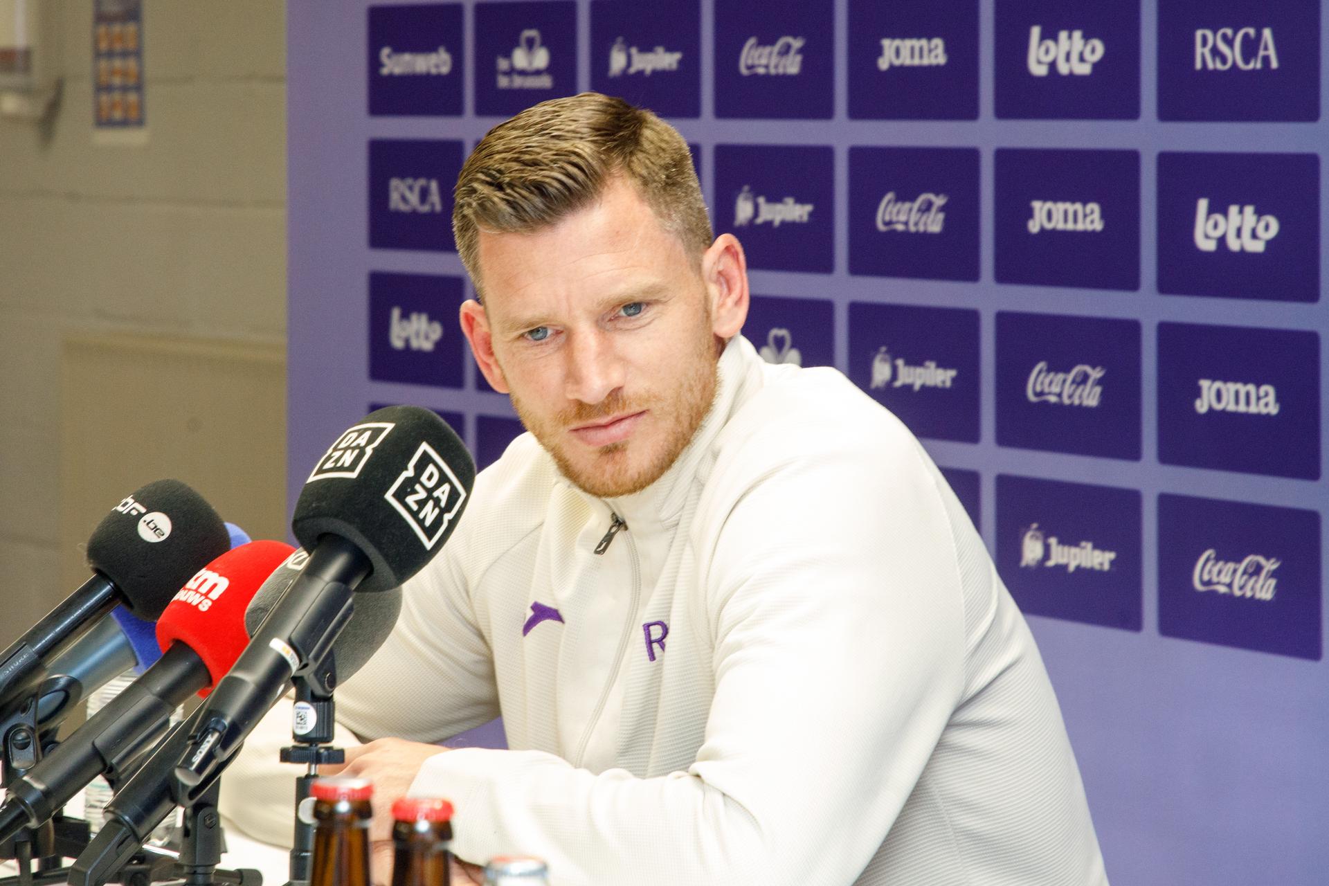Anderlecht's Jan Vertonghen pictured during a press conference of RSC Anderlecht and Vertonghen to announce the end of his career, in Brussels, on Tuesday 25 March 2025. BELGA PHOTO HATIM KAGHAT