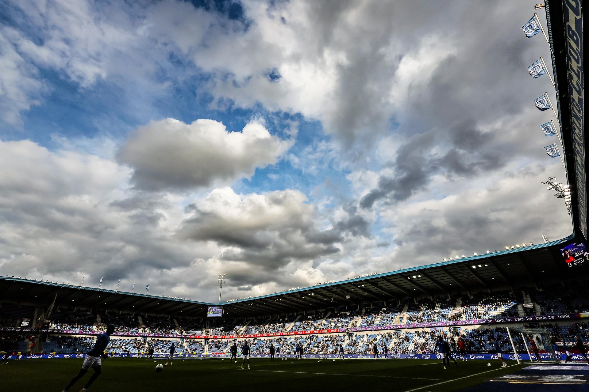 Illustration pictures shows the Cegeka Arena stadium before a soccer match between KRC Genk and Royale Union Saint Gilloise , Monday 01 April 2024 in Genk, on day 1 (out of 10) of the Champions' Play-offs of the 2023-2024 'Jupiler Pro League' first division of the Belgian championship. BELGA PHOTO BRUNO FAHY