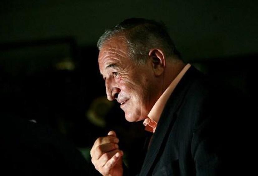 Dimitar Penev, Bulgaria's former national team coach, reacts after his first official news conference in Sofia, 07 August 2007. Today theBulgarian Football Union officialy confirmed that Dimitar Penev, who steered Bulgaria to the semi-finals of the 1994 World Cup in the United States and was reelected to leed Bulgarian national team on 30 July, 2007, is the new coach of  the Bulgarian national team. AFP/PHOTO BORYANA KATSAROVA