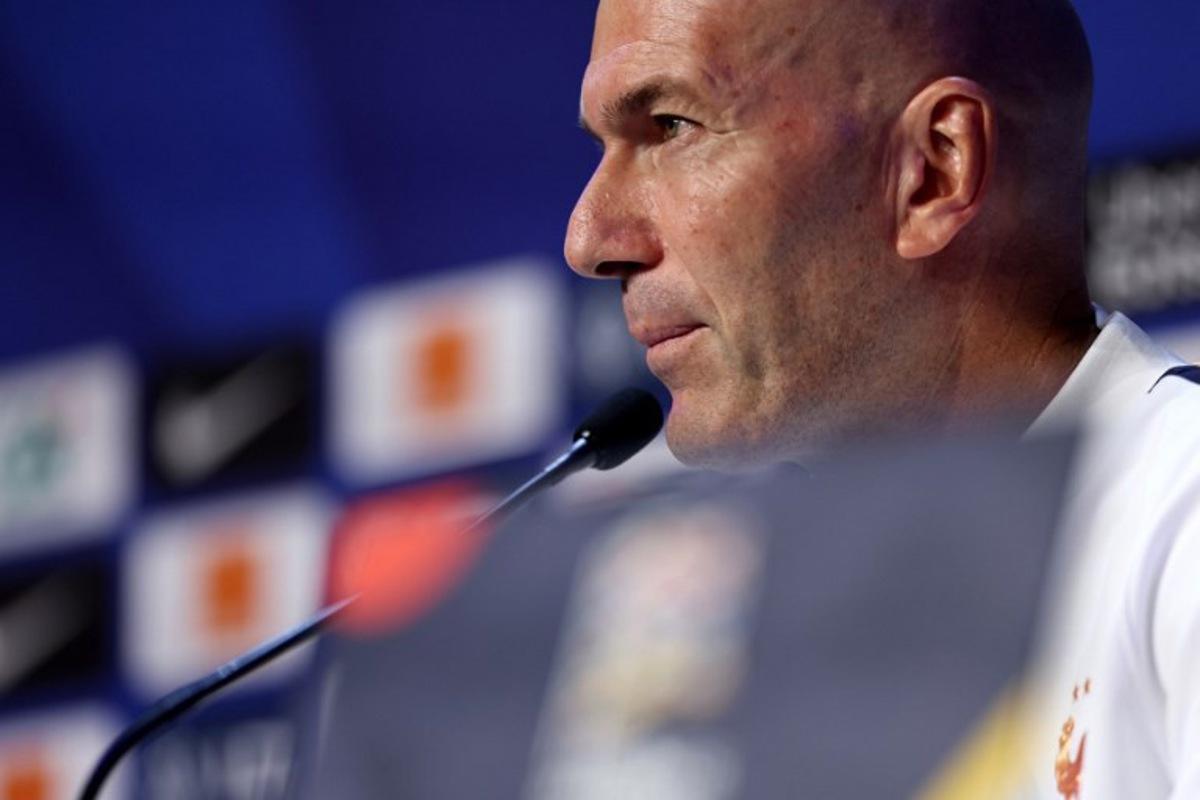 France's national football team head coach Zinedine Zidane holds a press conference on the eve of their UEFA Nations League football match against Italy, at the Stade de France stadium in Saint-Denis, near Paris, on October 1, 2026.  FRANCK FIFE / AFP