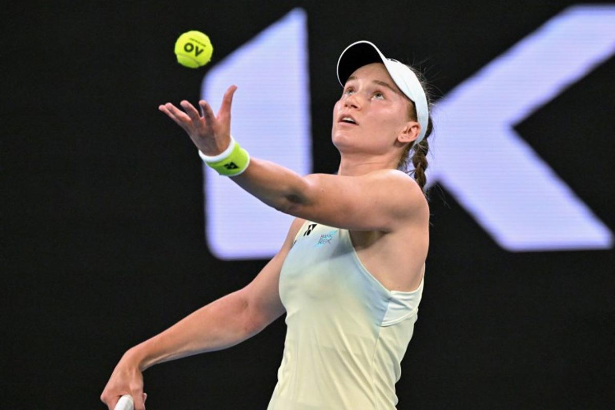 Kazakhstan's Elena Rybakina serves against Czech Republic's Tereza Valentova during their women's singles match on day seven of the Australian Open tennis tournament in Melbourne on January 24, 2026.  Paul Crock / AFP