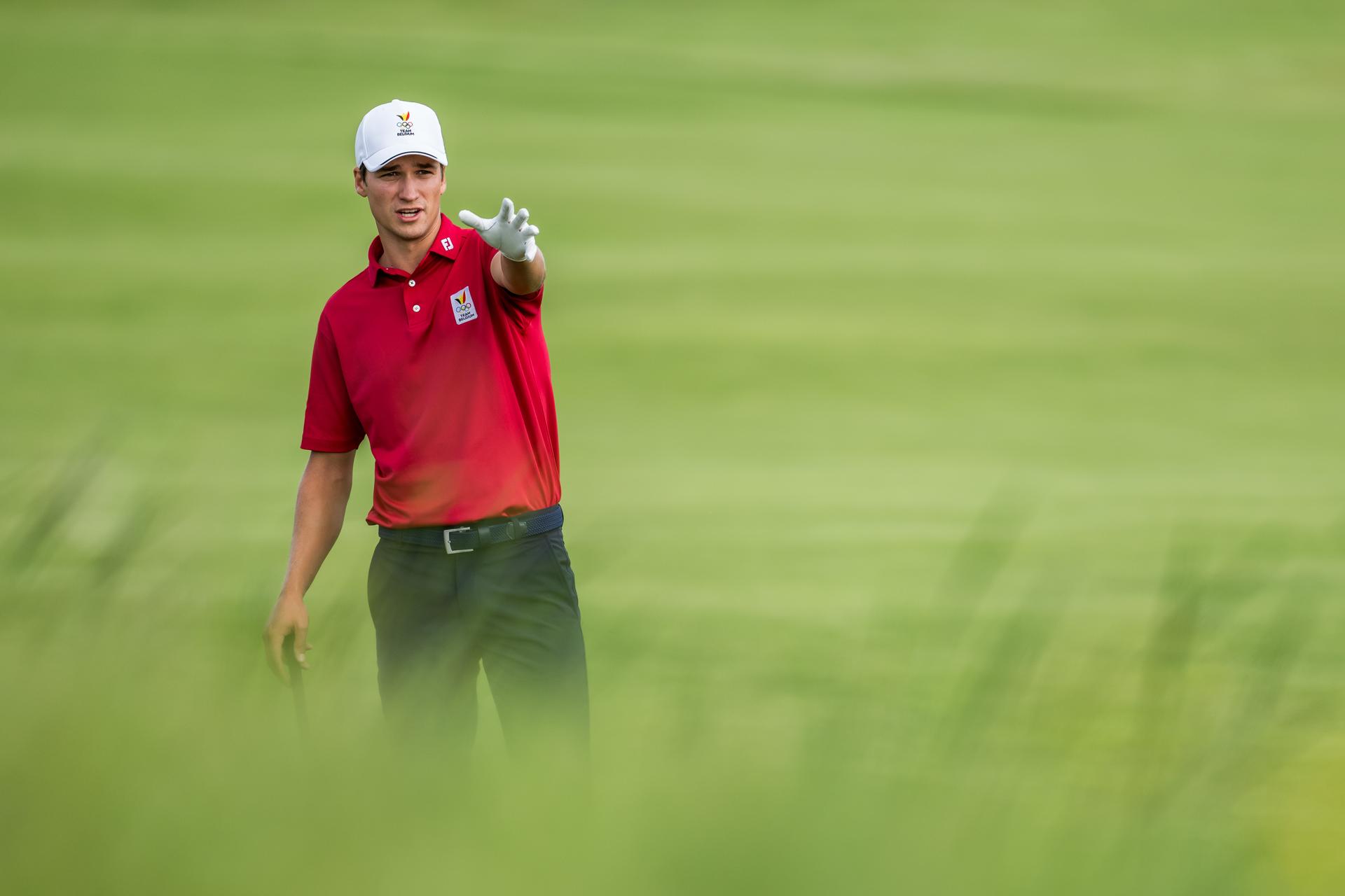 240804 Adrien Dumont de Chassart of Belgium during the final round of the men's individual stroke play golf during day 9 of the Paris 2024 Olympic Games on August 4, 2024 in Paris.  Photo: Petter Arvidson / BILDBYRÅN / kod PA / PA0861 golf olympic games olympics os ol olympiska spel olympiske leker paris 2024 paris-os paris-ol bbeng sweden sverige grappa33 BENELUX ONLY