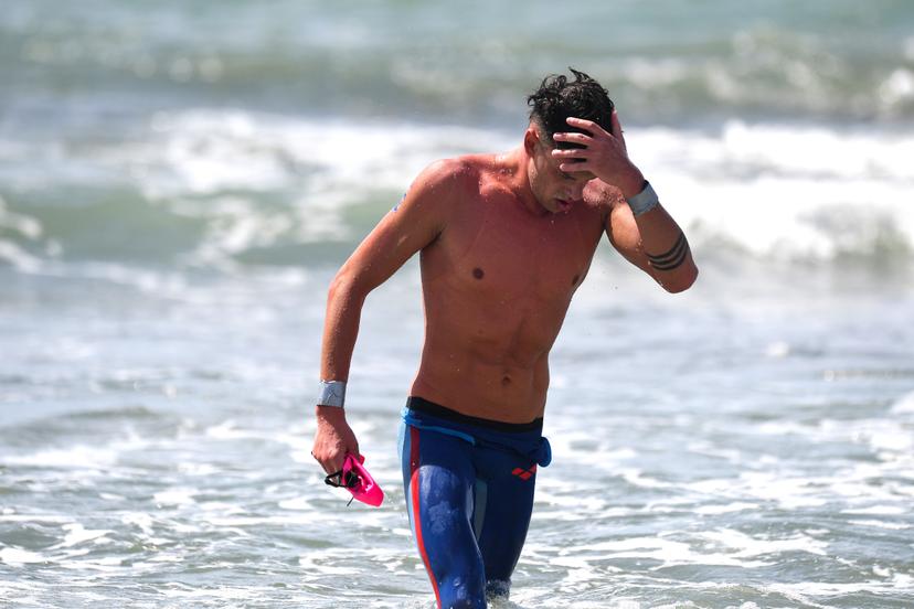 Belgian Logan Vanhuys and pictured at the end of the men's 10km open water at the swimming European championships in Rome, Italy, Wednesday 17 August 2022. The European Swimming Championships 2022 take place from 11 to 21 August. BELGA PHOTO NIKOLA KRSTIC
