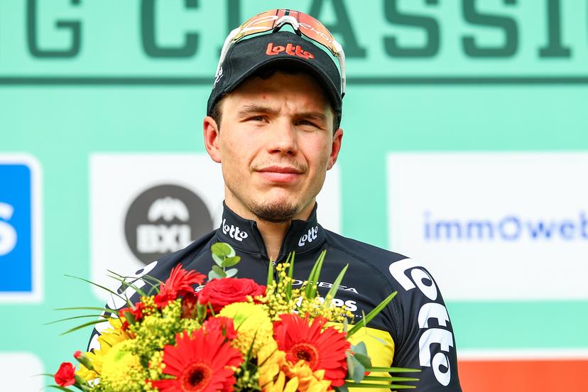 Belgian Arnaud De Lie of Lotto Cycling Team pictured on the podium after the Brussels Cycling Classic one day cycling race, 205,1 km from and to Brussels, Sunday 08 June 2025. BELGA PHOTO DAVID PINTENS