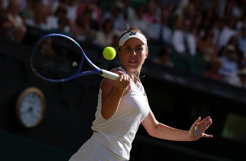 Czech Republic's Linda Noskova returns to Czech Republic's Karolina Muchova during their women's singles final tennis match on the thirteenth day of the 2026 Wimbledon Championships at The All England Lawn Tennis and Croquet Club in Wimbledon, southwest London, on July 11, 2026.  Adrian Dennis / AFP