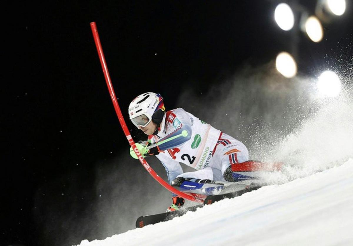 Norway's Henrik Kristoffersen competes during the first run of the men's Slalom event of FIS Alpine Skiing World Cup in Schladming, Austria, on January 28, 2026.  ERWIN SCHERIAU / APA / AFP