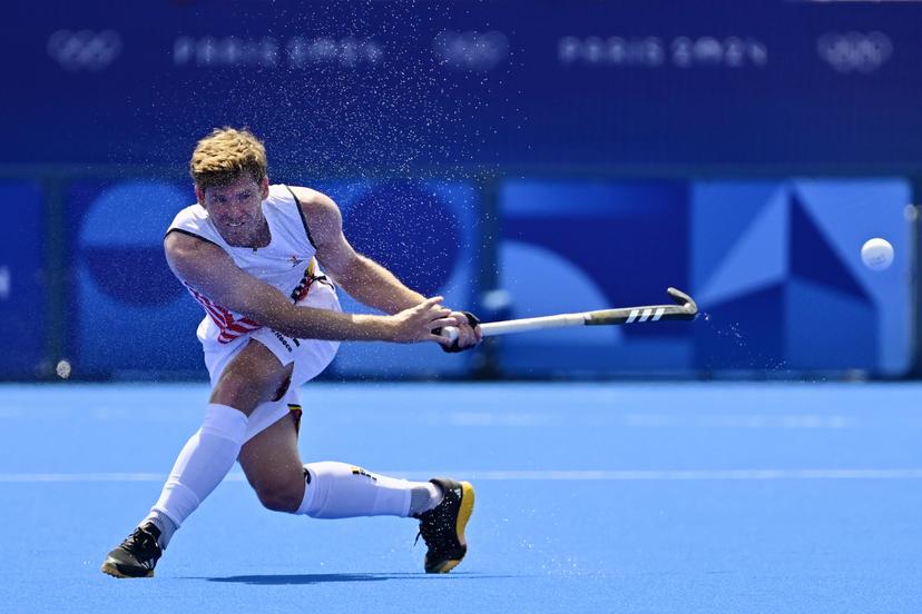 Red Lions' Gauthier Boccard pictured in action during a hockey game between Belgium's national team the Red Lions and Spain, a quarter-final game at the Paris 2024 Olympic Games, on Sunday 04 August 2024 in Paris, France. The Games of the XXXIII Olympiad are taking place in Paris from 26 July to 11 August. The Belgian delegation counts 165 athletes competing in 21 sports. BELGA PHOTO DIRK WAEM