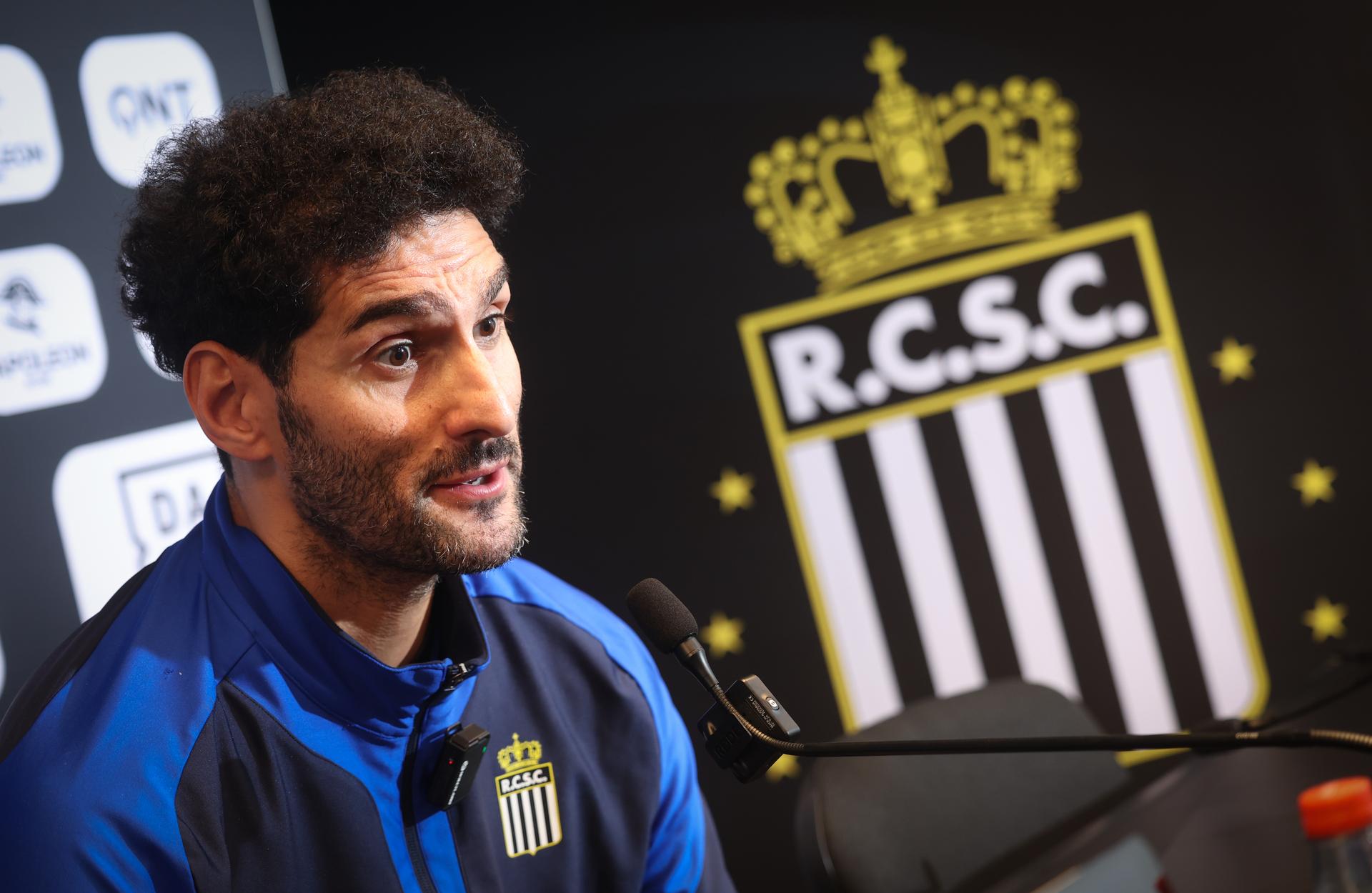 Charleroi's Marouane Fellaini pictured during a press conference of Belgian soccer club Sporting Charleroi, in Charleroi, on Tuesday 16 December 2025. Fellaini will join Sporting Charleroi's technical staff during the coming weeks. BELGA PHOTO VIRGINIE LEFOUR