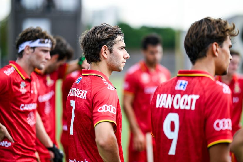 Belgium's Thibeau Stockbroekx pictured before a press briefing with the Belgian Red Lions Belgium's national men's hockey team on the European Championships in Mönchengladbach, Germany (08-17/08) on Thursday 17 July 2025 in Antwerp. Coach McLeod will assess the preparation of his team to date, comment on their selection and give a preface to the Euro 2025. BELGA PHOTO TOM GOYVAERTS