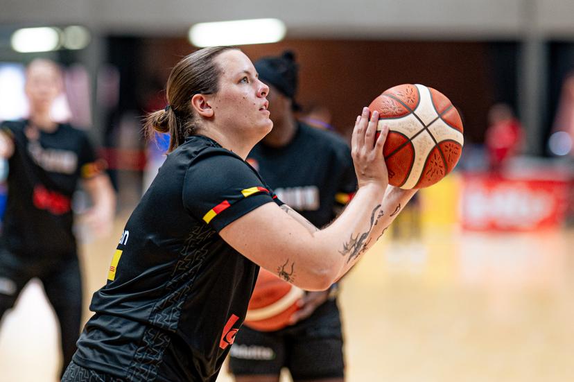 Belgium's Billie Massey pictured ahead of a friendly basketball match between Belgian national women's team the Belgian Cats and Italy, in Kortrijk on Saturday 15 August 2026. The Cats are preparing the world cup in Germany in September. BELGA PHOTO EMILE WINDAL
