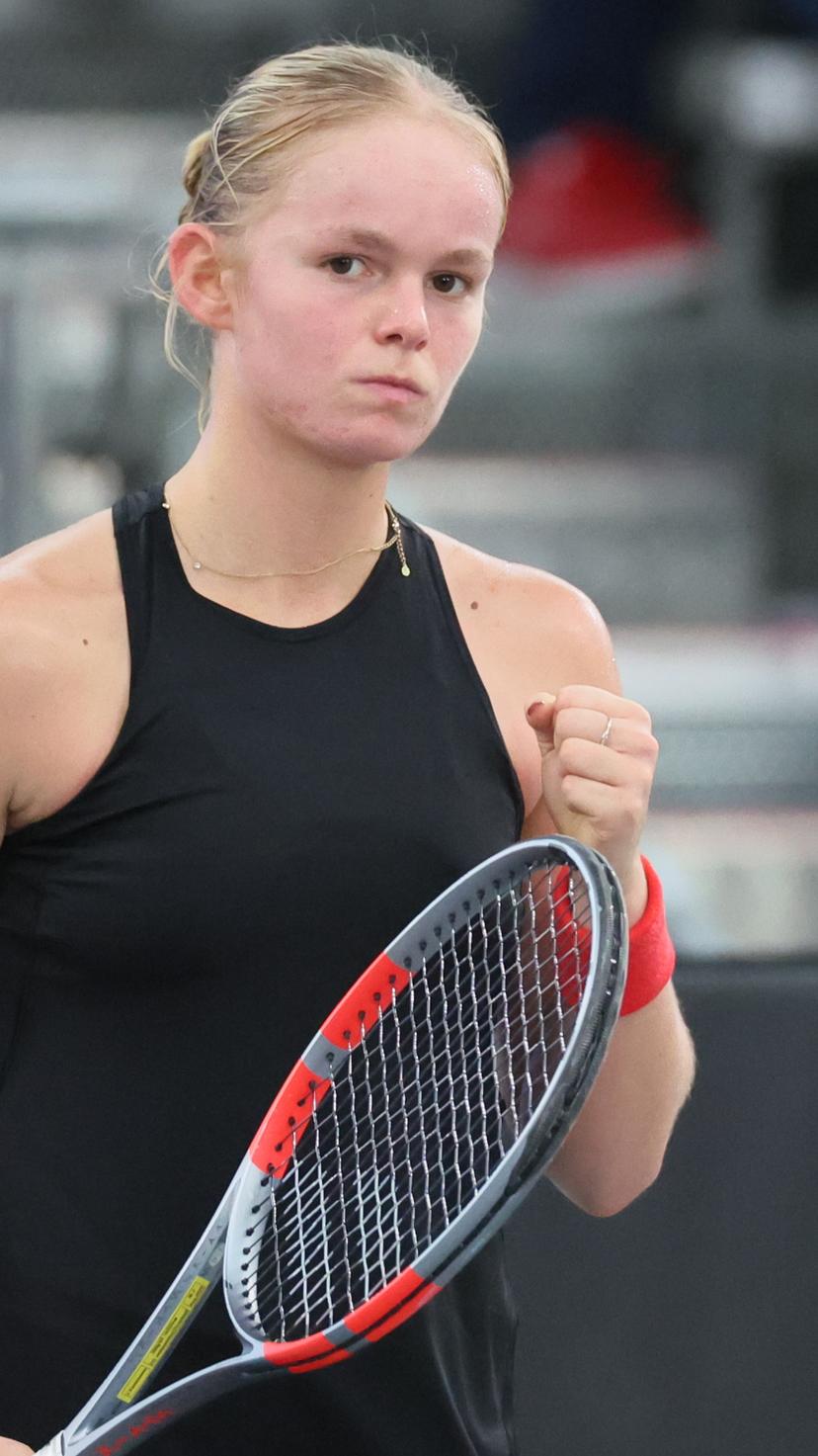 Belgian Jeline Vandromme pictured during a tennis match against German Friedsam, during the meeting between Belgium and Germany in the Billie Jean King Cup Play-offs, on Sunday 16 November 2025 in Ismaning, Germany. PHOTO BENOIT DOPPAGNE