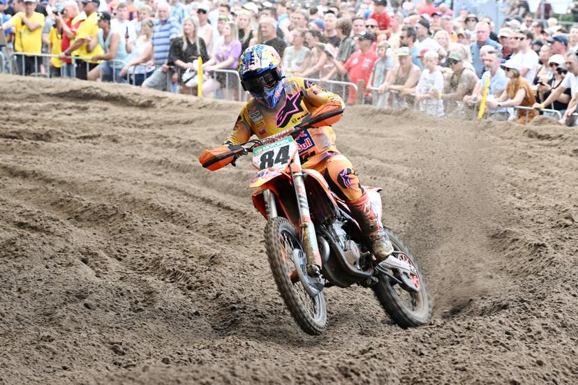 Dutch Jeffrey Herlings is pictured in action during the Belgian Championships motocross at Keiheuvel, in Balen, Thursday 15 August 2024. BELGA PHOTO MAARTEN STRAETEMANS