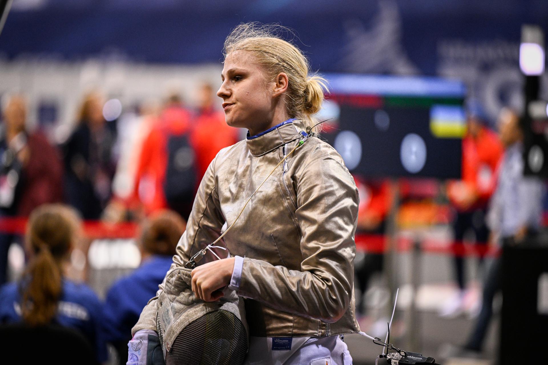 Fencing Athlete Jolien Corteyn looks dejected after losing a fight in the 1/16 round of the women's sabre competition, at the European Games in Krakow, Poland on Tuesday 27 June 2023. The 3rd European Games, informally known as Krakow-Malopolska 2023, is a scheduled international sporting event that will be held from 21 June to 02 July 2023 in Krakow and Malopolska, Poland. BELGA PHOTO LAURIE DIEFFEMBACQ