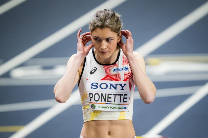 Belgian Helena Ponette pictured in action during the women's 400m, at the first day of the World Athletics Indoor Championship in Torun, Poland on Friday 20 March 2026. The championships take place from 20 to 22 March. BELGA PHOTO JASPER JACOBS