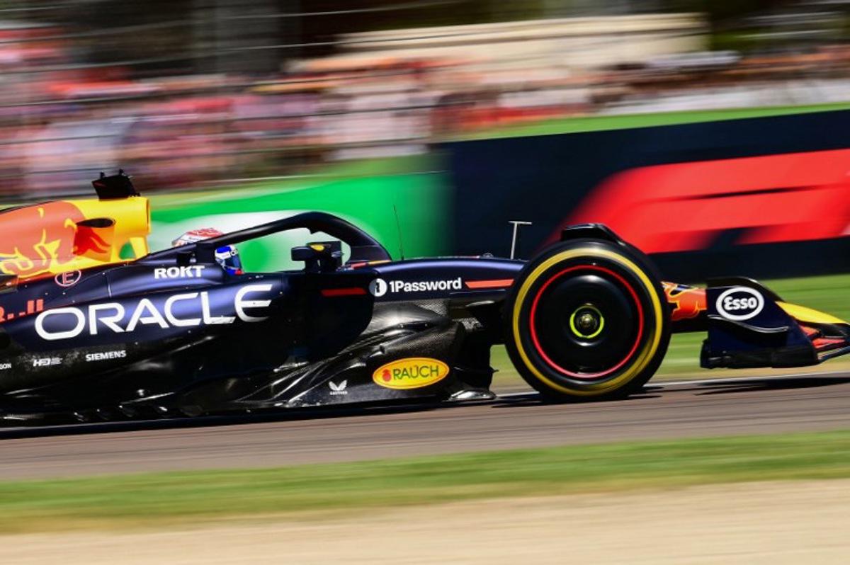 Red Bull Racing's Dutch driver Max Verstappen races during the 2025 Emilia Romagna Formula One Grand Prix at the Imola autodrome in Imola, on May 18, 2025.   Marco BERTORELLO / AFP
