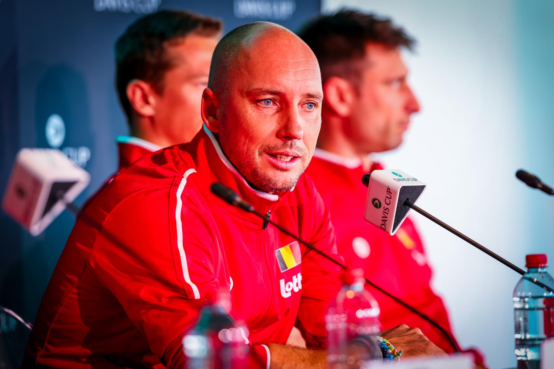 Belgian captain Steve Darcis pictured duringa a press conference of the Belgian and Australian teams, Friday 12 September 2025, in Ken Rosewall Arena, Sydney, Australia. Belgium and Australia will compete this weekend in the second round of the Davis Cup qualifiers. BELGA PHOTO PATRICK HAMILTON