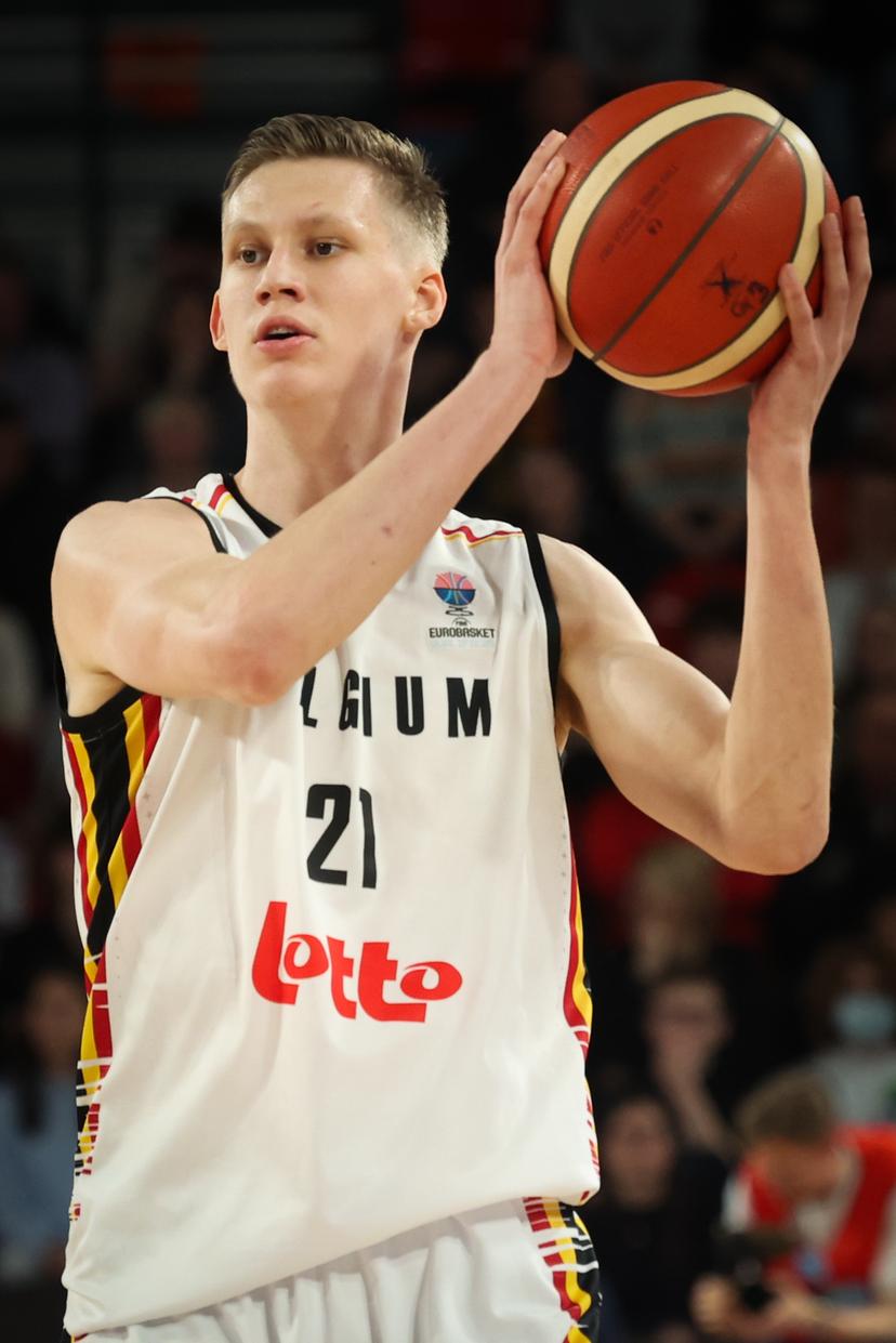 Belgium's Vrenz Bleijenbergh pictured in action during a basketball match between Belgium's national team Belgian Lions and Slovakia, Thursday 20 February 2025 in Charleroi, game 5/6 in the group stage of the qualifications for the Eurobasket 2025 European championships. BELGA PHOTO VIRGINIE LEFOUR