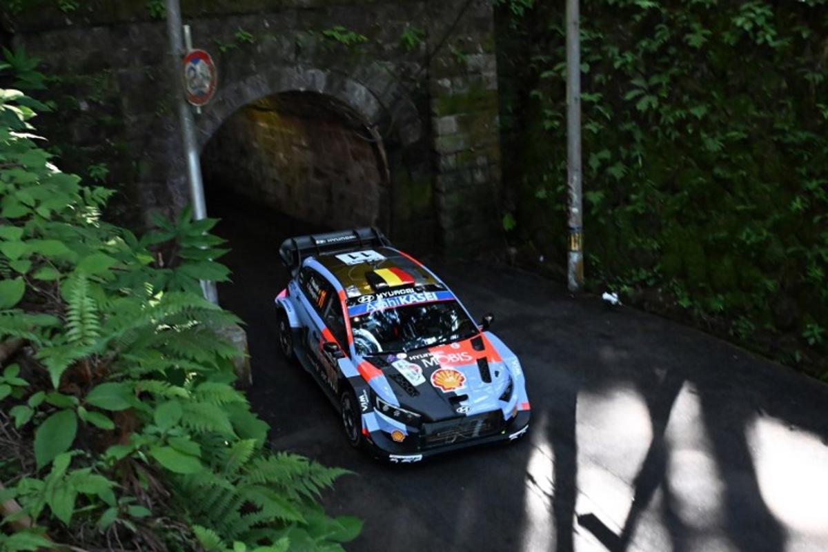 Thierry Neuville of Belgium and his co-driver Martijn Wydaeghe of Belgium drive their HYUNDAI i20 N Rally1 during SS5 Isegami's Tunnel section of the Rally Japan, the 7th round of the FIA World Rally Championships in Toyota city, Aichi prefecture on May 29, 2026.  Toshifumi KITAMURA / AFP