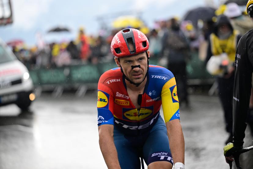Belgian Edward Theuns of Lidl-Trek crosses the finish line of pictured at the start of stage 19 of the 2025 Tour de France cycling race, from Albertville to La Plagne (130km), on Friday 25 July 2025 in France. The 112th edition of the Tour de France starts on Saturday 5 July in Lille, France, and will finish in Paris, France on the 27th of July.   BELGA PHOTO DIRK WAEM
