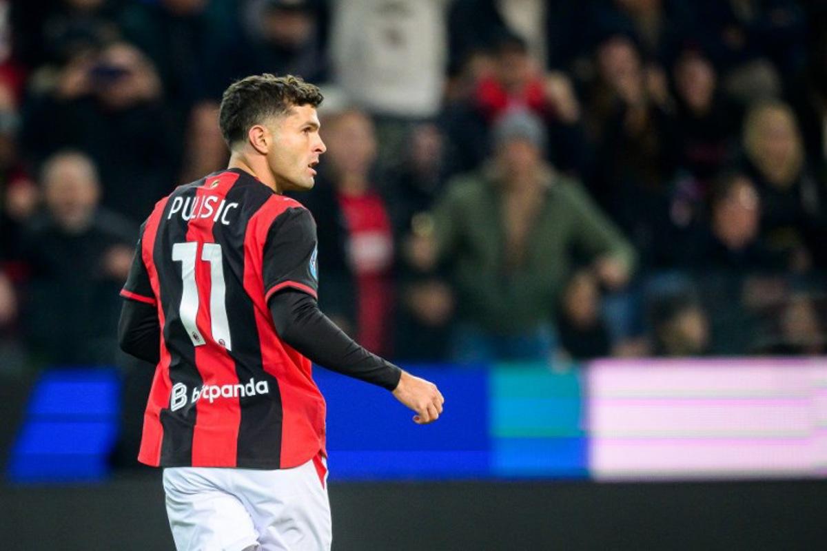 AC Milan's US forward #11 Christian Pulisic celebrates after scoring a goal during the Italian Serie A football match between Udinese and Milan AC at the Friuli Stadium in Udine on October 25, 2026.  Jure Makovec / AFP