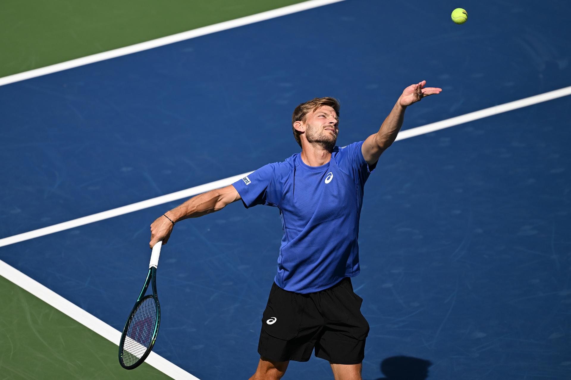 Belgian David Goffin pictured in action during a tennis match against Italian Musetti, in the second round of the men's singles of the 2025 US Open Grand Slam tennis tournament in New York City, USA, Thursday 28 August 2025. BELGA PHOTO TONY BEHAR