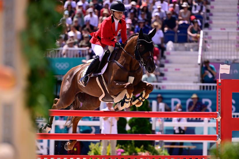 Belgian Lara de Liedekerke and her horse Origi pictured in action during the qualifiers for the Eventing Individual Jumping equestrian event at the Chateau de Versailles in Versailles, during the Paris 2024 Olympic Games, on Monday 29 July 2024 in Paris, France. The Games of the XXXIII Olympiad are taking place in Paris from 26 July to 11 August. The Belgian delegation counts 165 athletes competing in 21 sports. BELGA PHOTO LAURIE DIEFFEMBACQ