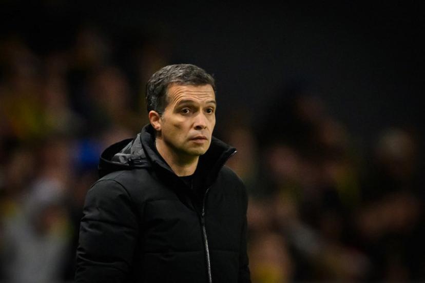 Nantes' Portuguese head coach Luis Castro looks on during the French L1 football match between FC Nantes and RC Lens at the Stade de la Beaujoire-Louis Fonteneau in Nantes, western France, on December 6, 2025.  Loic VENANCE / AFP