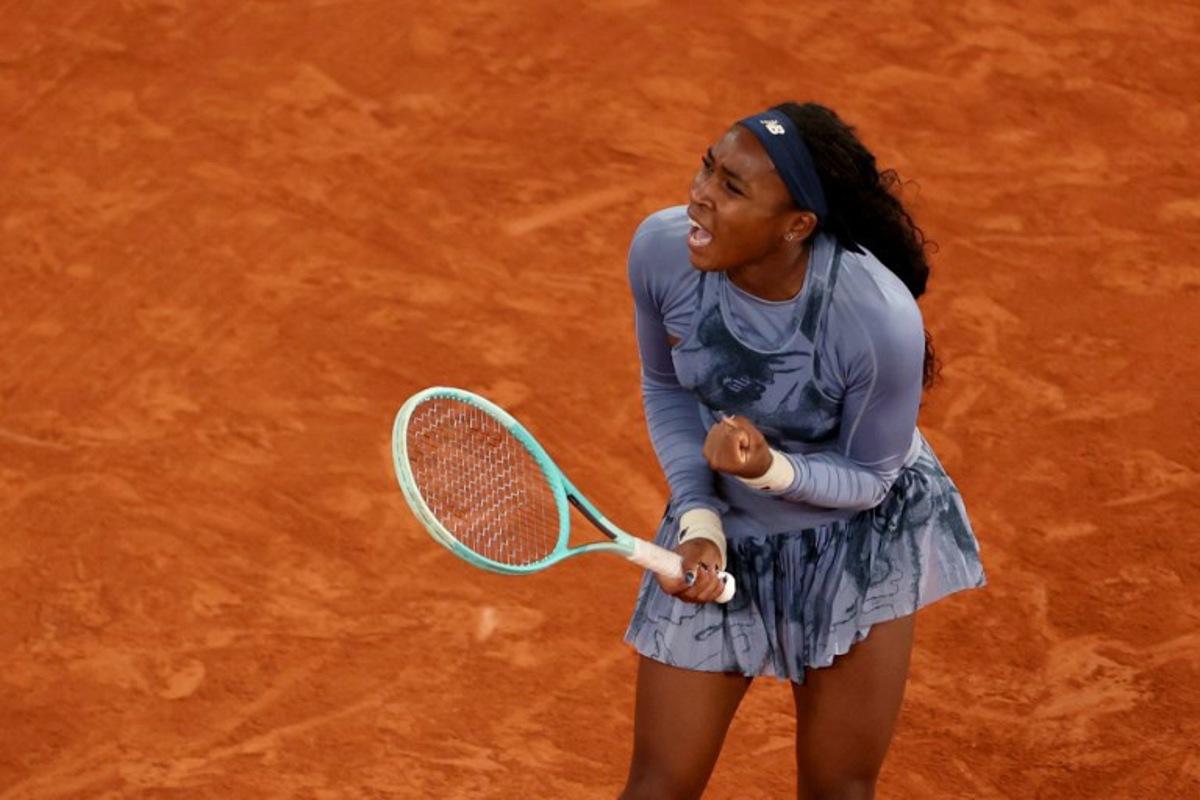 US Coco Gauff reacts after a point during her women's singles quarter-final match against US Madison Keys on day 11 of the French Open tennis tournament on Court Philippe-Chatrier at the Roland-Garros Complex in Paris on June 4, 2025.  ALAIN JOCARD / AFP