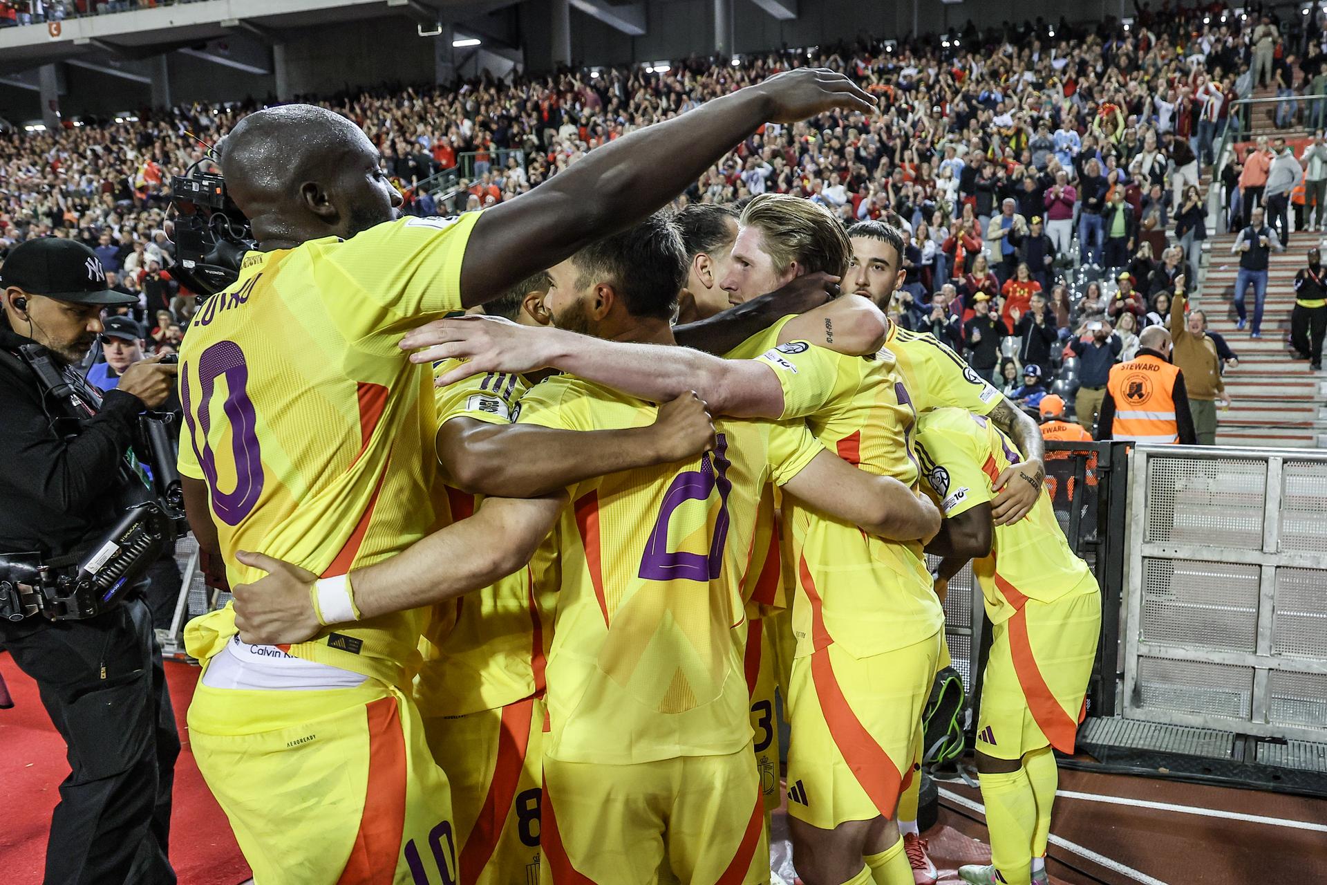 Belgium's Kevin De Bruyne celebrates after scoring during a soccer game between Belgian national team Red Devils and Wales, Monday 09 June 2025 in Bussels, the second (out of 8) qualification games for the World Cup 2026. BELGA PHOTO BRUNO FAHY