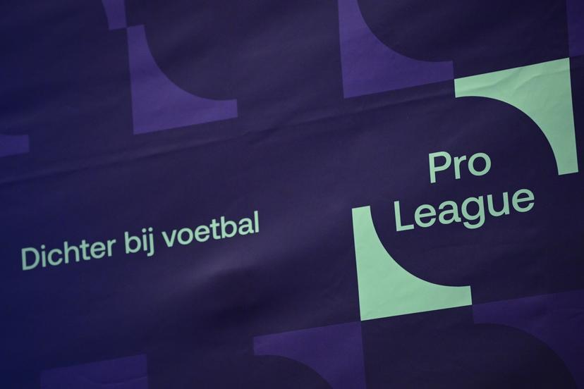 Illustration picture shows the logo and slogan 'Dichter bij voetbal' of the Pro League, at a press conference after the general assembly meeting of the Jupiler Pro League, in Diegem, Friday 31 July 2020.  BELGA PHOTO LAURIE DIEFFEMBACQ