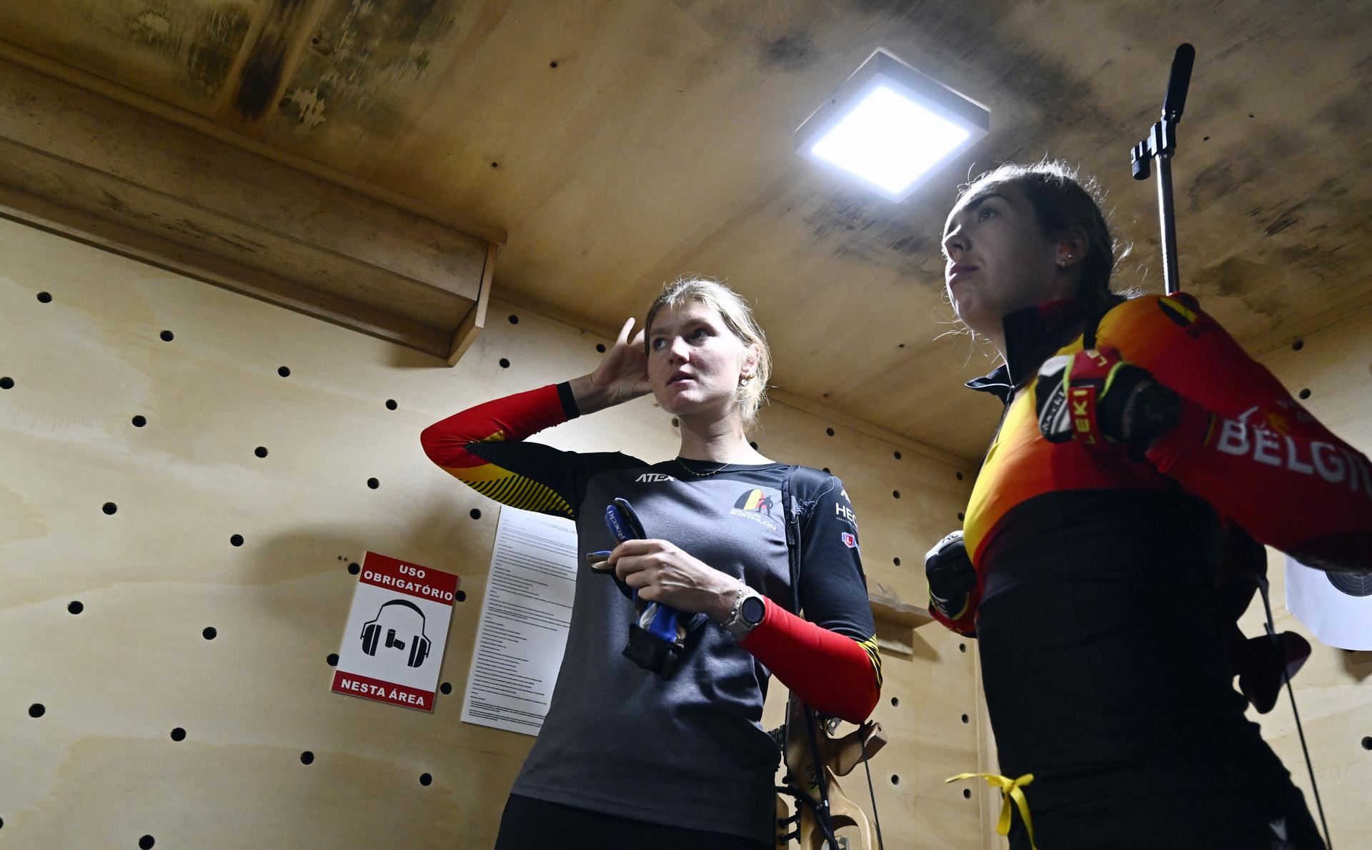 Athlete Maya Cloetens and Athlete Lotte Lie pictured during the annual training camp of Team Belgium (19-25/05), in Rio Maior, Portugal, Thursday 22 May 2025. BELGA PHOTO ERIC LALMAND