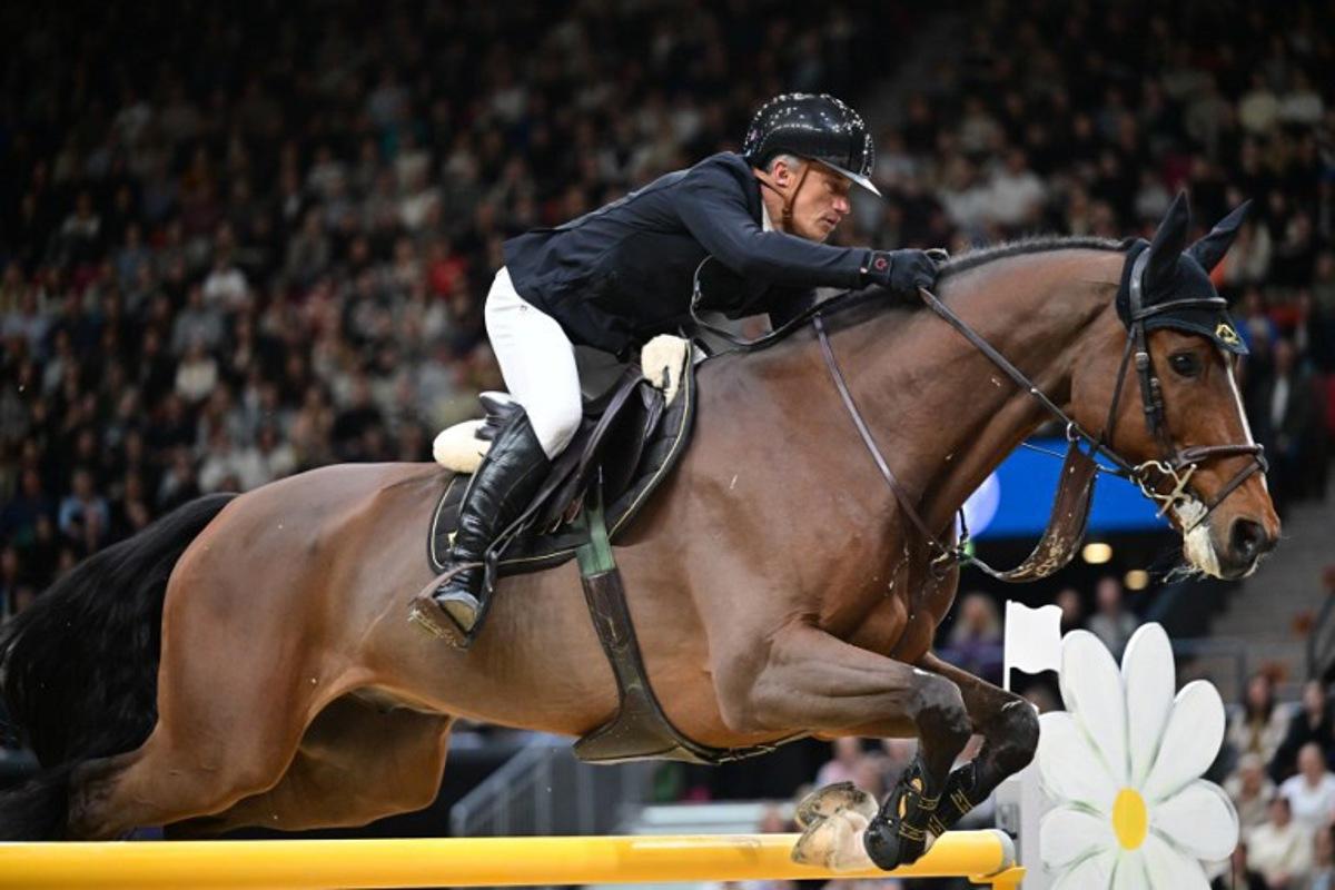 France's Olivier Robert competes on his horse Iglesias D.V. during the FEI Jumping World Cup competition of the Gothenburg Horse Show at Scandinavium Arena in Gothenburg on February 25, 2024.  Bjorn LARSSON ROSVALL / TT NEWS AGENCY / AFP