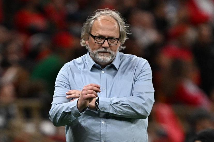 Mali's head coach Tom Saintfiet reacts after his team scored during the Africa Cup of Nations (CAN) Group A football match between Morocco and Mali at Prince Moulay Abdellah Stadium in Rabat on December 26, 2025.   Gabriel BOUYS / AFP