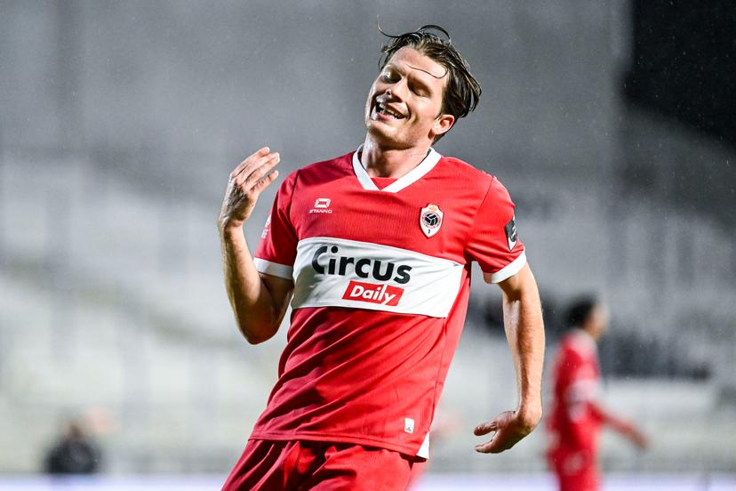 Antwerp's Daam Foulon reacts during a soccer game between Royal Antwerp FC and KAS Eupen (1B), in the 1/16 final of the Croky Cup Belgian cup, Wednesday 29 October 2025 in Antwerp. BELGA PHOTO TOM GOYVAERTS