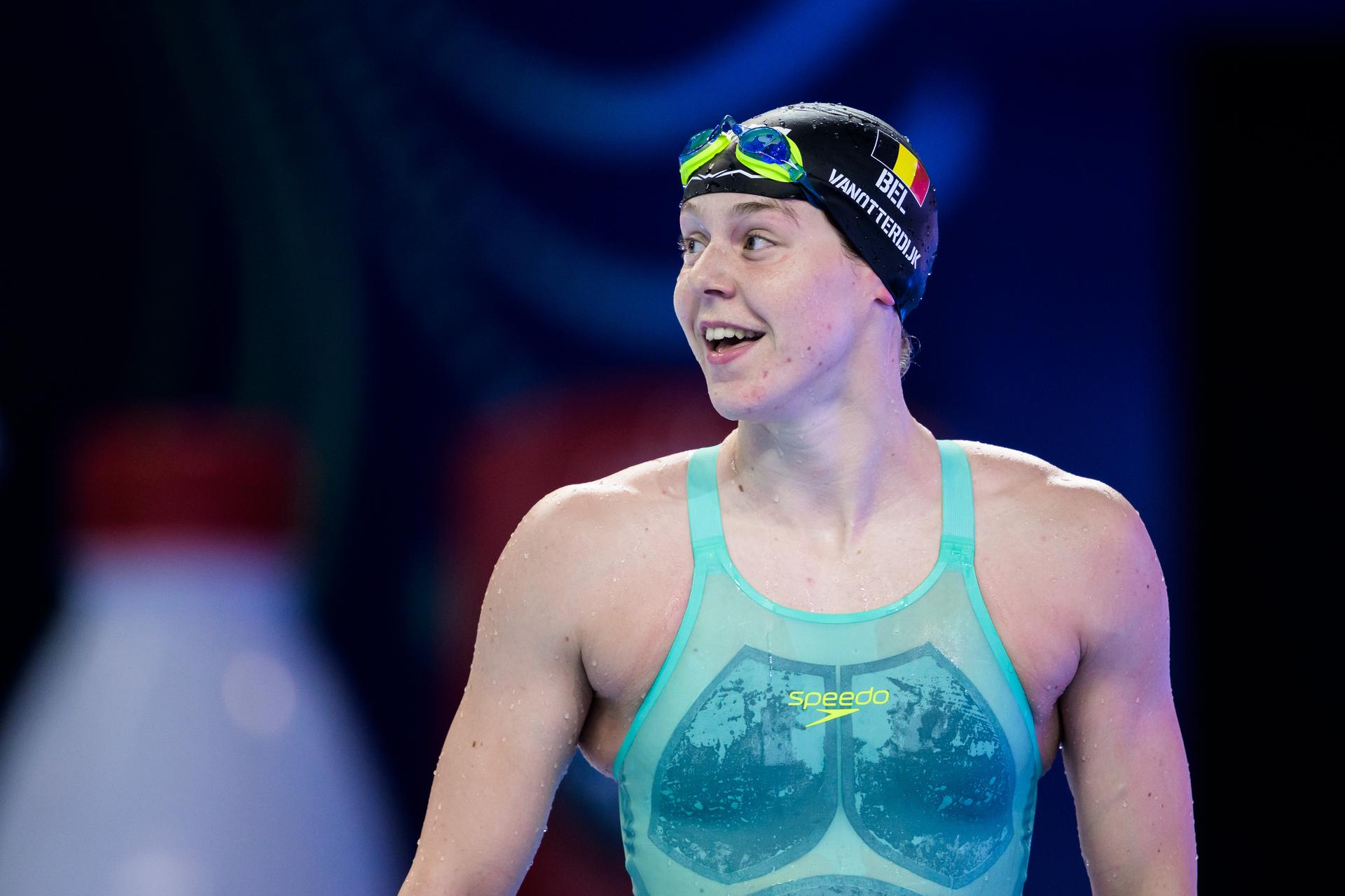 ATTENTION EDITORS - BENELUX ONLY - 250730 Roos Vanotterdijk of Belgium after competing in women's 50 meters backstroke swimming heats during day 20 of the World Aquatics Championships on July 30, 2025 in Singapore.  Photo: Joel Marklund / BILDBYRÅN / kod JM / JM0713 bbeng simning swimming svømming sim-vm vm sim-vm 2025 world aquatics championships 2025 dam