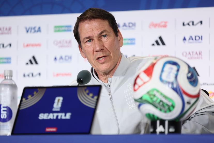 Belgium's head coach Rudi Garcia pictured during a press conference of Belgian national soccer team Red Devils, on Sunday 05 July 2026 in Lumen Field stadium in Seattle, USA. The Rode Duivels - Diables Rouges qualified for the knockout stage of the 2026 FIFA World Cup, where they'll meet USA in the round of 16 on July 6th. BELGA PHOTO BRUNO FAHY
